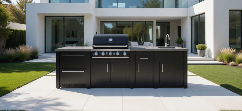Grandpro by Stoll Aluminum Outdoor Kitchen Graphite Grandpro Sink, and Double Drawer Fridge | 3M