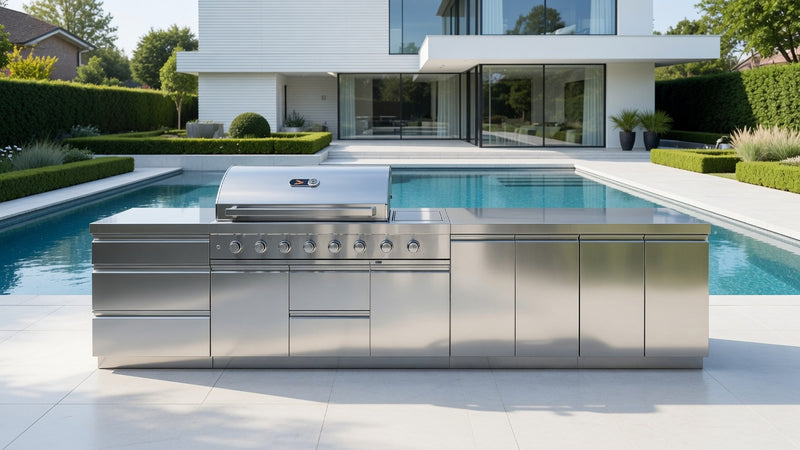 Whistler Outdoor Kitchen 6 Burner BBQ, Triple Drawer, Double Door and Gas Bottle Cabinet |4M