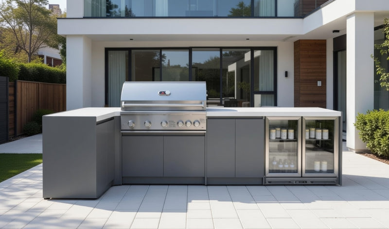 Whistler Fairford Grey Outdoor Kitchen with Burford 5-Burner BBQ | 3.6M X 1.5M Full-Length