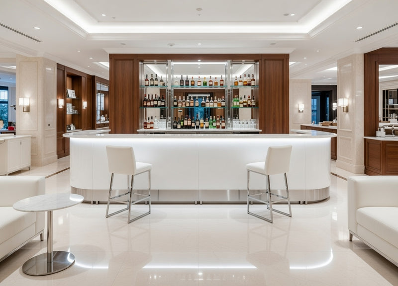 Front Reception Counter For Pub, Hotel, Hospital, Iluminated / Counter LED - Complete Set 9 + Sink