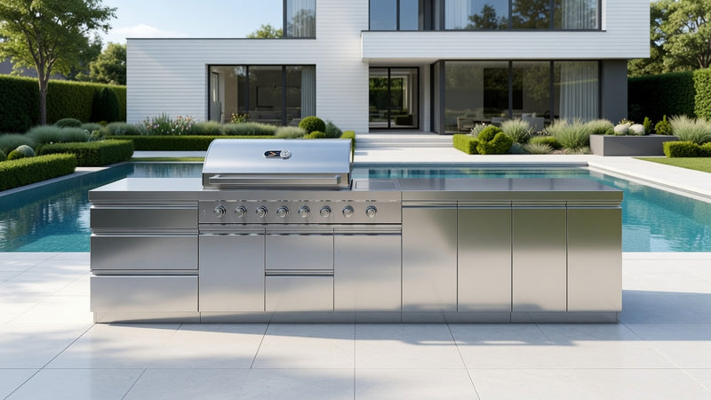 Whistler Outdoor Kitchen 6 Burner BBQ, Triple Drawer, Double Door and Gas Bottle Cabinet |4M