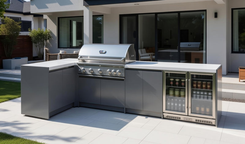 Whistler Fairford Grey Outdoor Kitchen with Burford 5-Burner BBQ | 3.6M X 1.5M Full-Length