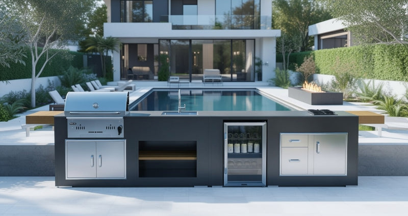 Grillandia Outdoor Kitchen Bull Bison Charcoal Barbecue and Weather Cover