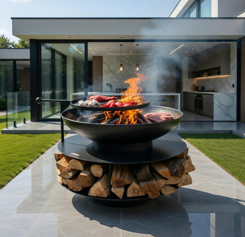 Ring of Logs 90 with Swing Arm BBQ Rack