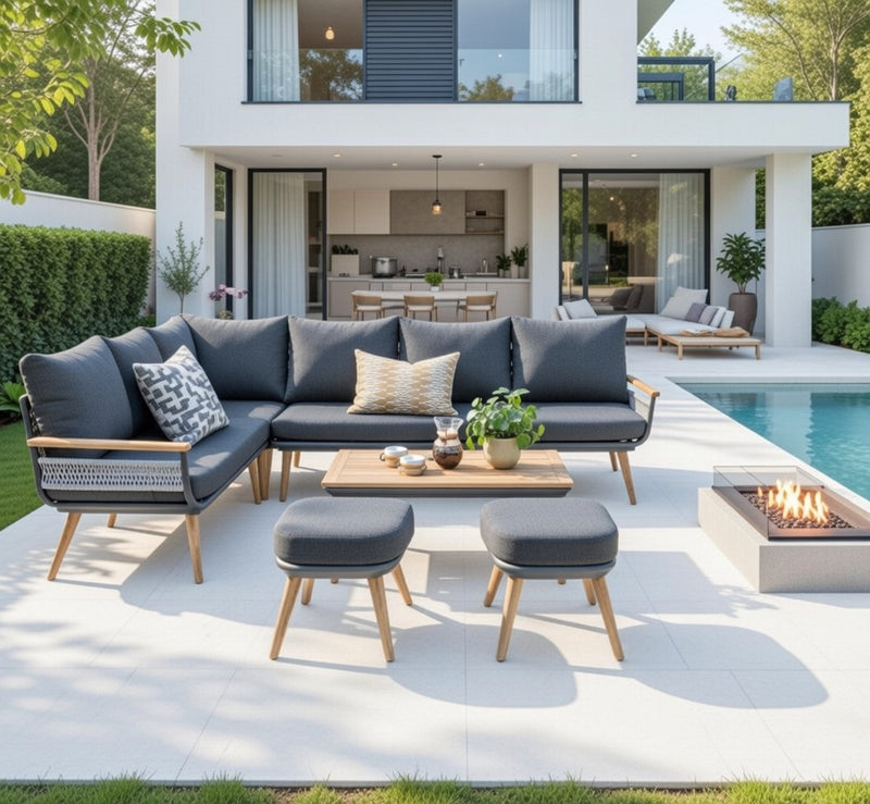 Kimora Corner Lounge Set Grey