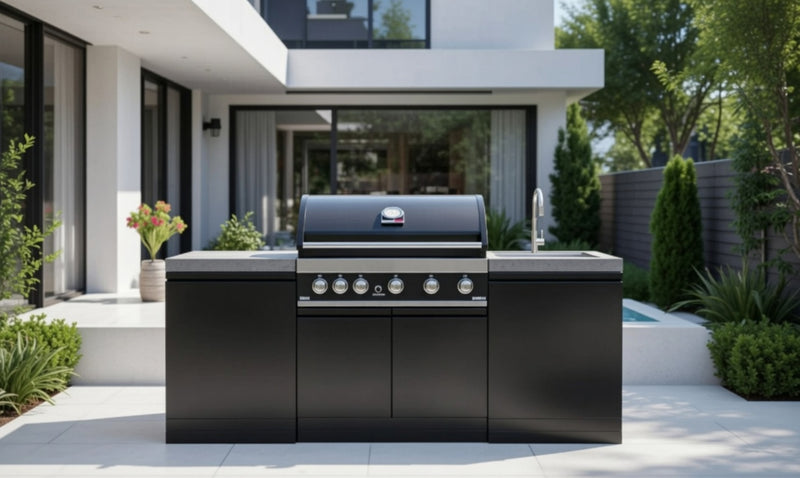 GrandPro Outdoor Kitchen with 5 Burner BBQ, and Sink - 2m