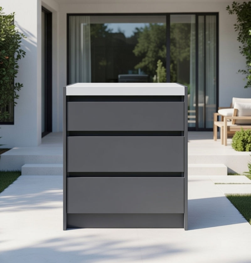 Whistler Fairford Outdoor Kitchen Grey Triple Drawer Cabinet 80cm