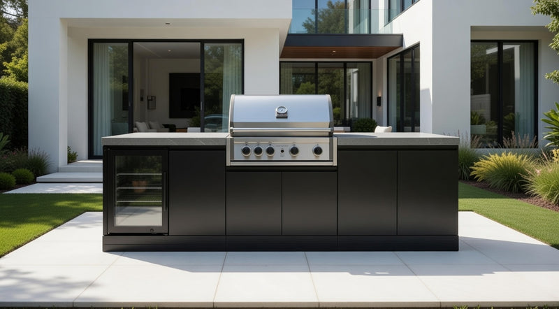 GrandPro Outdoor Kitchen with Elite Pro 4 Burner BBQ, and Fridge - 2.7m