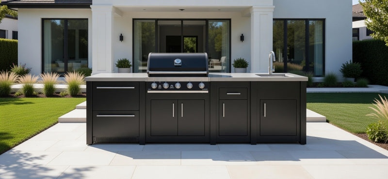 Grandpro by Stoll Aluminum Outdoor Kitchen Graphite Grandpro Sink, and Double Drawer Fridge | 3M