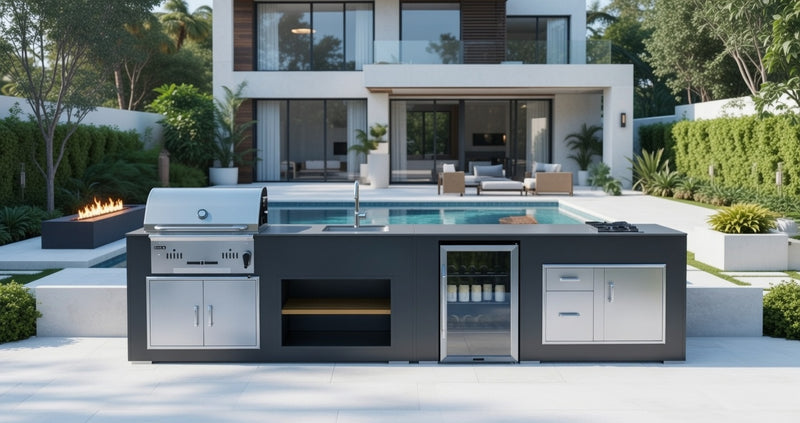 Grillandia Outdoor Kitchen Bull Bison Charcoal Barbecue and Weather Cover