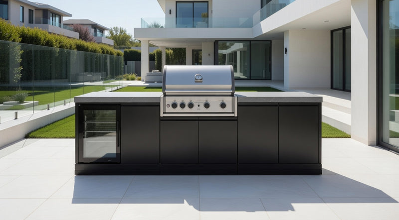 GrandPro Outdoor Kitchen with Elite Pro 4 Burner BBQ, and Fridge - 2.7m