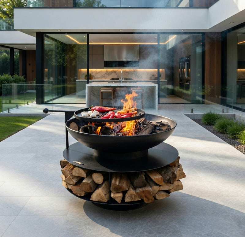 Ring of Logs 90 with Swing Arm BBQ Rack