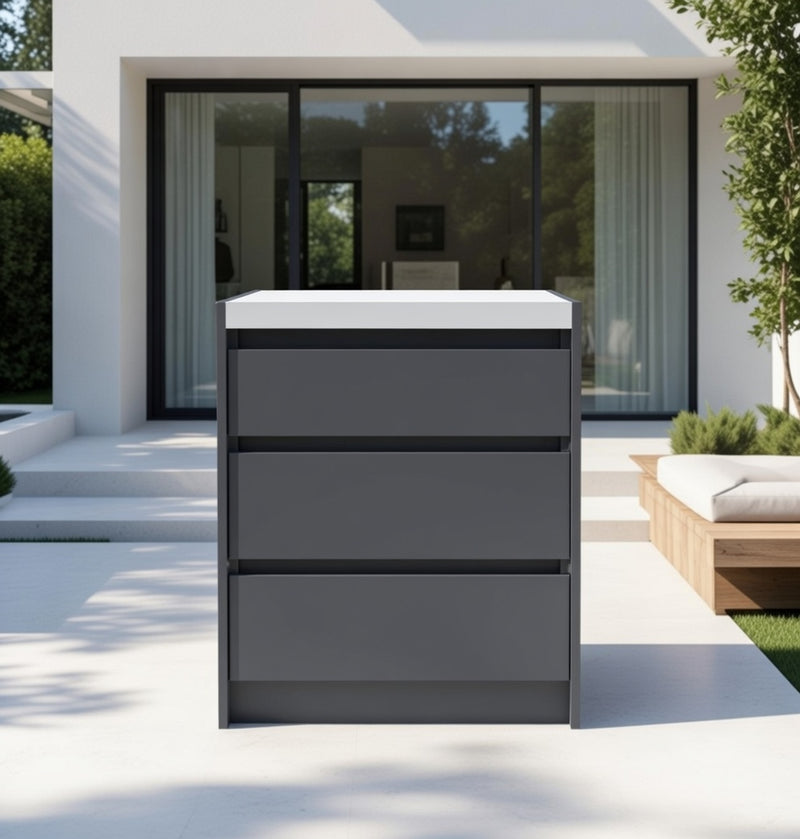 Whistler Fairford Outdoor Kitchen Grey Triple Drawer Cabinet 80cm