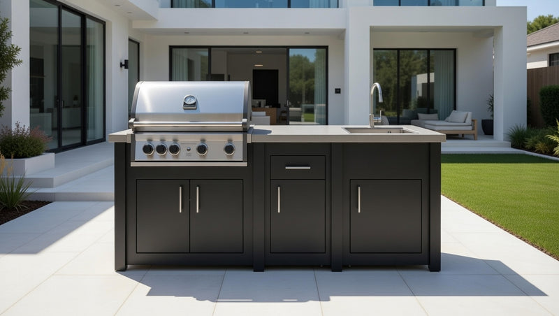 Grandpro by Stoll Aluminum Outdoor Kitchen Graphite Pro Elite, and Sink | 2.4M