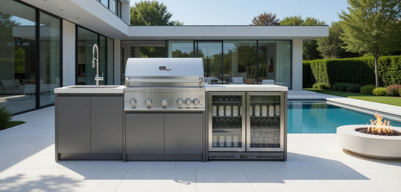 Whistler Fairford Grey Outdoor Kitchen with Burford 5-Burner BBQ | 2.8M Full-Length