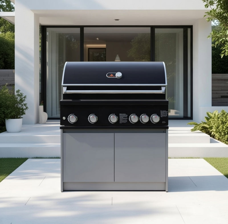 Whistler Fairford Outdoor Kitchen Black Cabinet  Burford 5 Burner Barbecue 106.6cm