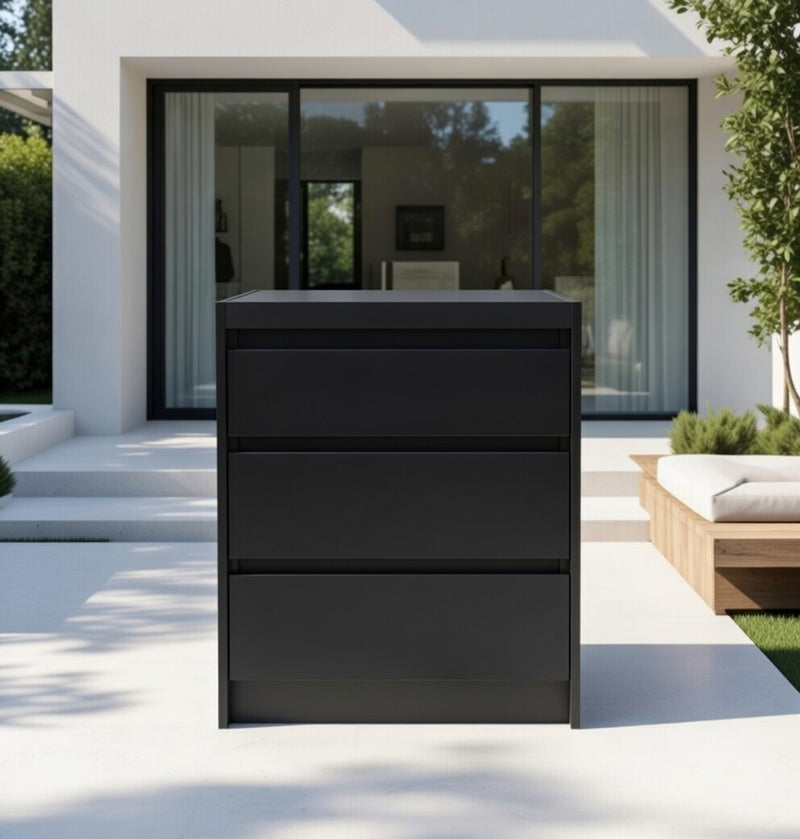 Whistler Fairford Outdoor Kitchen Black Triple Drawer Cabinet 80cm