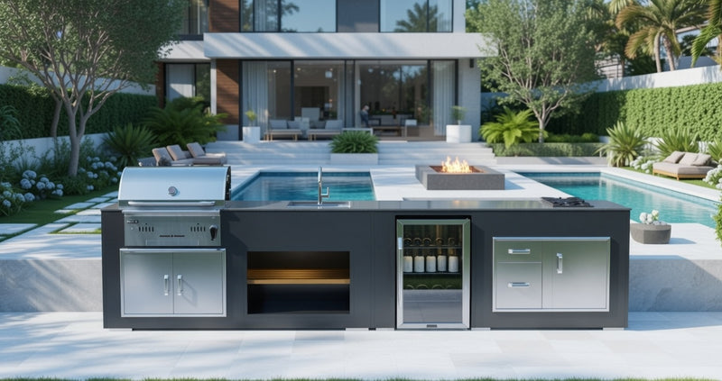 Grillandia Outdoor Kitchen Bull Bison Charcoal Barbecue and Weather Cover