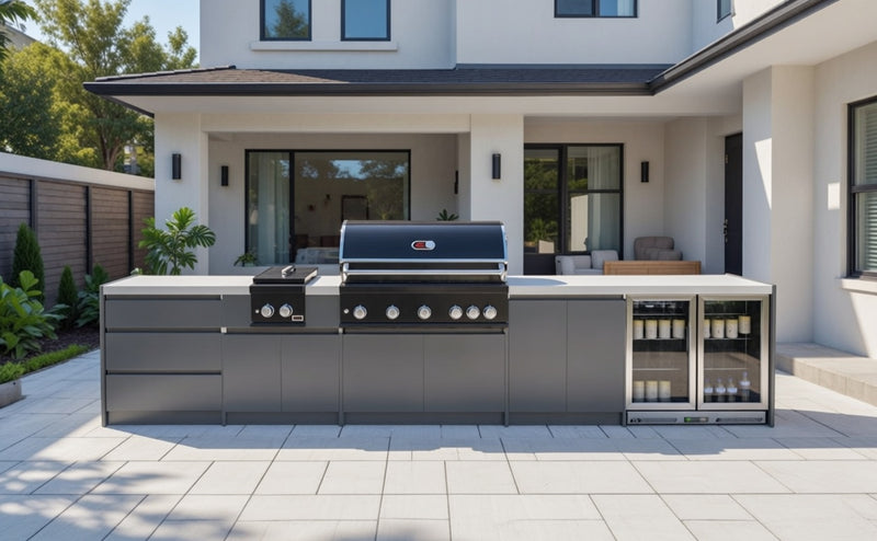 Whistler Fairford Black Outdoor Kitchen with Burford 5 Burner BBQ | 4.5 M Full-Lenght