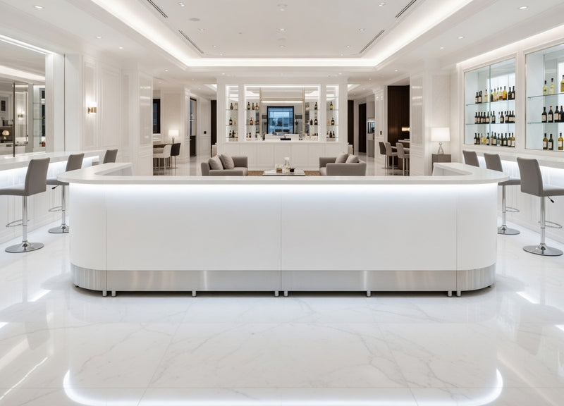 Front Reception Counter For Pub, Hotel, Hospital, Iluminated / Counter LED - Complete Set 9 + Sink