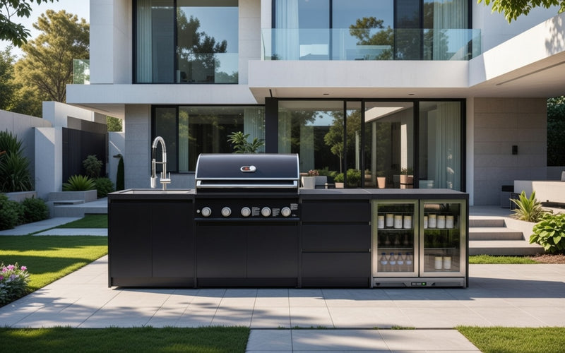 Whistler Fairford Black Outdoor Kitchen with Burford 5-Burner BBQ | 3.6M Full-Length