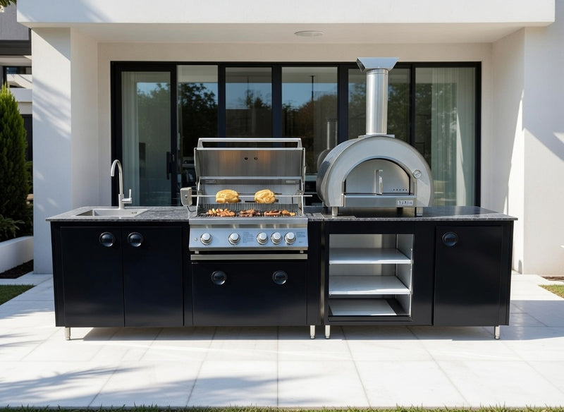 Outdoor kitchen Whistler Burford 4 BBQ & Piero Pizza oven 2.8M