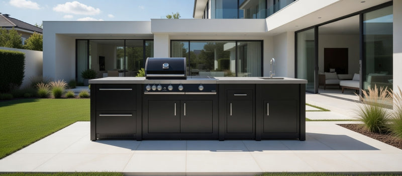 Grandpro by Stoll Aluminum Outdoor Kitchen Premium Plus Sink, and Double Drawer Fridge | 3M