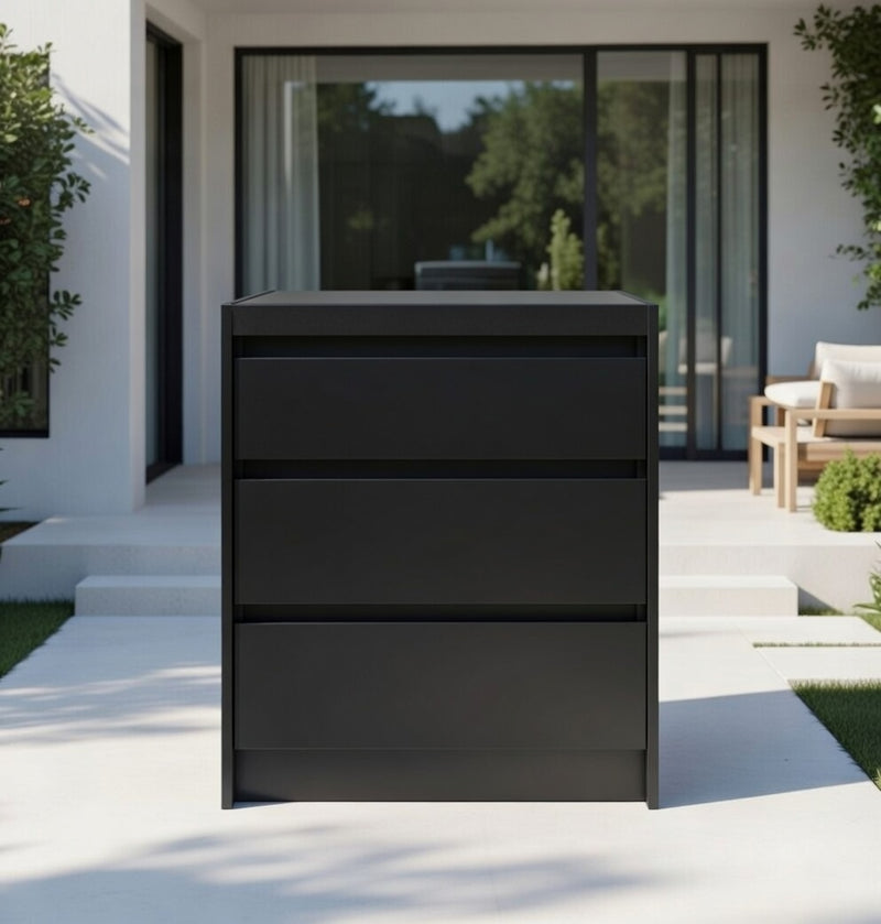 Whistler Fairford Outdoor Kitchen Black Triple Drawer Cabinet 80cm