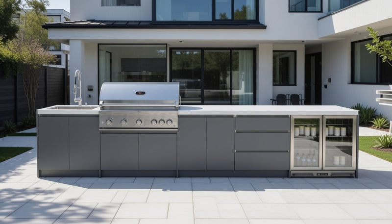 Whistler Fairford Grey Outdoor Kitchen with Burford 5-Burner BBQ | 4.5M Full-Length