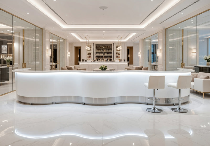 Front Reception Counter For Pub, Hotel, Hospital, Iluminated / Counter LED - Complete Set 11 + Sink