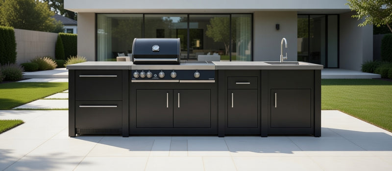 Grandpro by Stoll Aluminum Outdoor Kitchen Premium Plus Sink, and Double Drawer Fridge | 3M