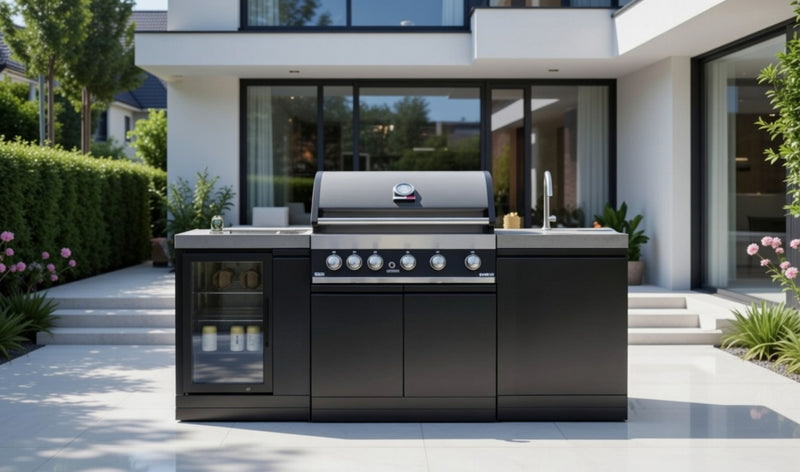 GrandPro Outdoor Kitchen with 5 Burner BBQ, Fridge and Sink - 2m