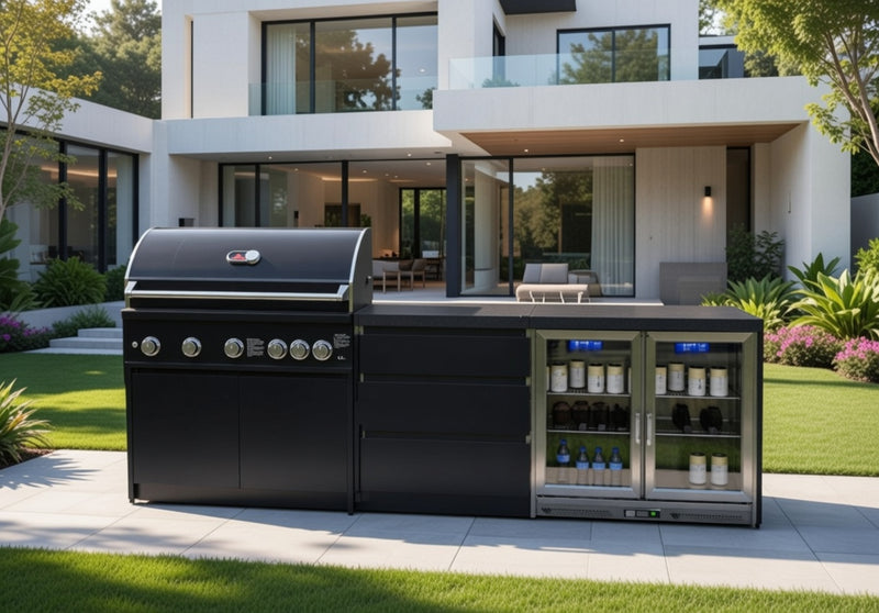 Whistler Fairford Black Outdoor Kitchen with Burford 5-Burner BBQ | 2.8M Full-Length