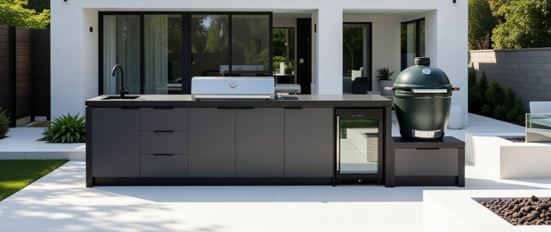 Cabinex Premium Outdoor Kitchen Proline Built-In 6 Burner BBQ Hood and Green Egg | 4.3 Meters