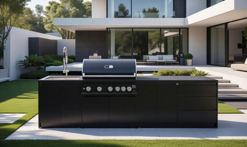 Whistler Fairford Black Outdoor Kitchen with Burford 5-Burner BBQ | 3.5M Full-Length