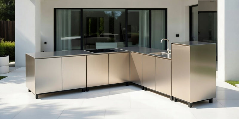 Hoppilif Outdoor Kitchen | 4 Burner Hod & Sink – Champagne (3m x 3m)