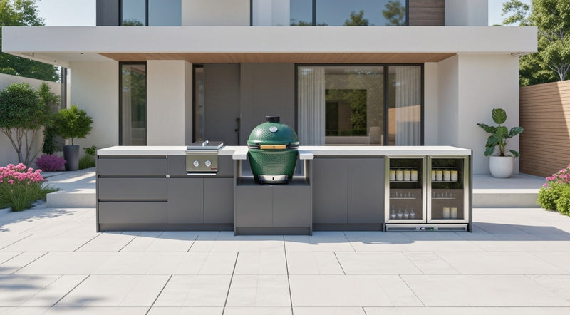 Whistler Fairford Grey Outdoor Kitchen with Green Egg | 4.2M Full-Length