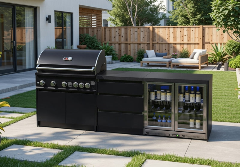 Whistler Fairford Black Outdoor Kitchen with Burford 5-Burner BBQ | 2.8M Full-Length