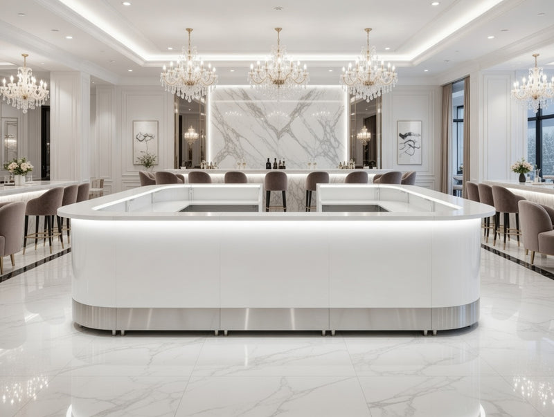 Front Reception Counter For Pub, Hotel, Hospital, Iluminated / Counter LED - Complete Set 10 + Sink