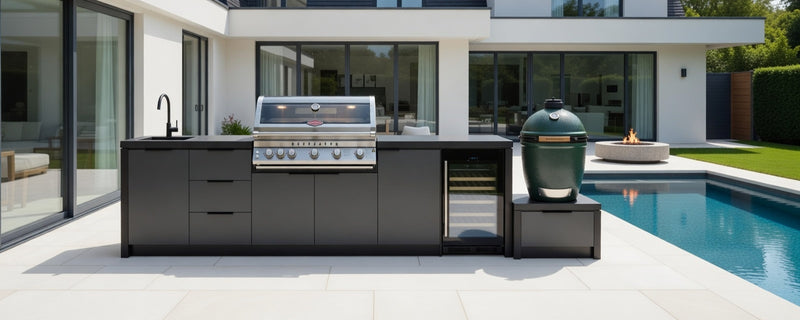 Cabinex Premium Outdoor Kitchen, Beefeater 7000 Premium 5 Burner and Green Egg | 3.2Meters