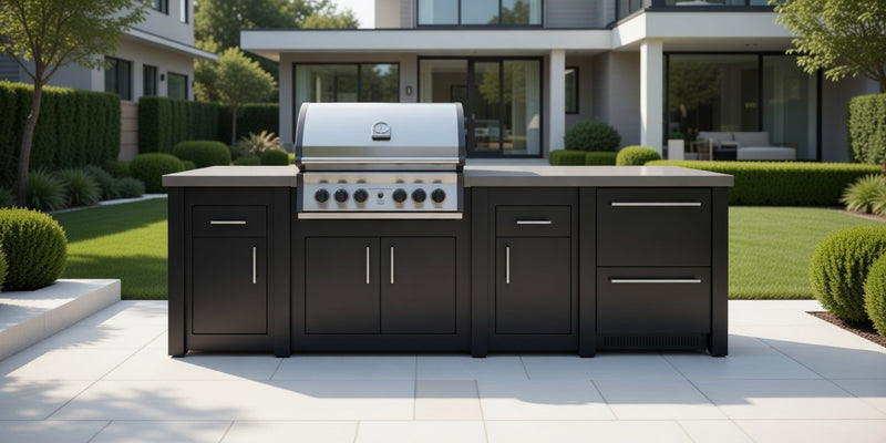 Grandpro by Stoll Aluminum Outdoor Kitchen Graphite Pro Elite, and Double Drawer Fridge | 3M