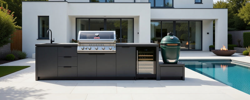 Cabinex Premium Outdoor Kitchen, Beefeater 7000 Premium 5 Burner and Green Egg | 3.2Meters
