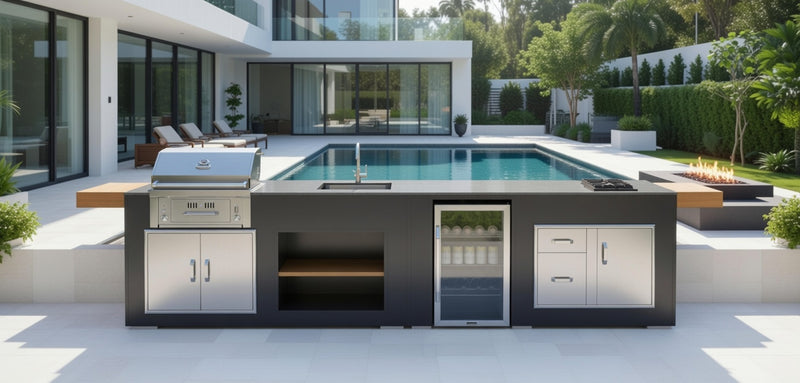 Grillandia Outdoor Kitchen SunStone Gas Hybrid Single zone Grill and Weather Cover - 4m