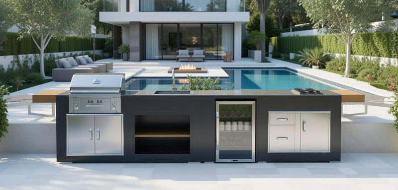 Grillandia Outdoor Kitchen SunStone Gas Hybrid Single zone Grill and Weather Cover - 4m