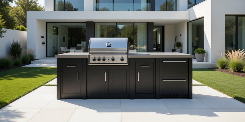 Grandpro by Stoll Aluminum Outdoor Kitchen Graphite Pro Elite, and Double Drawer Fridge | 3M