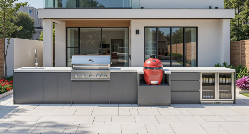 Whistler Fairford Grey Outdoor Kitchen with Burford 5-Burner BBQ | 6M Full Length Setup