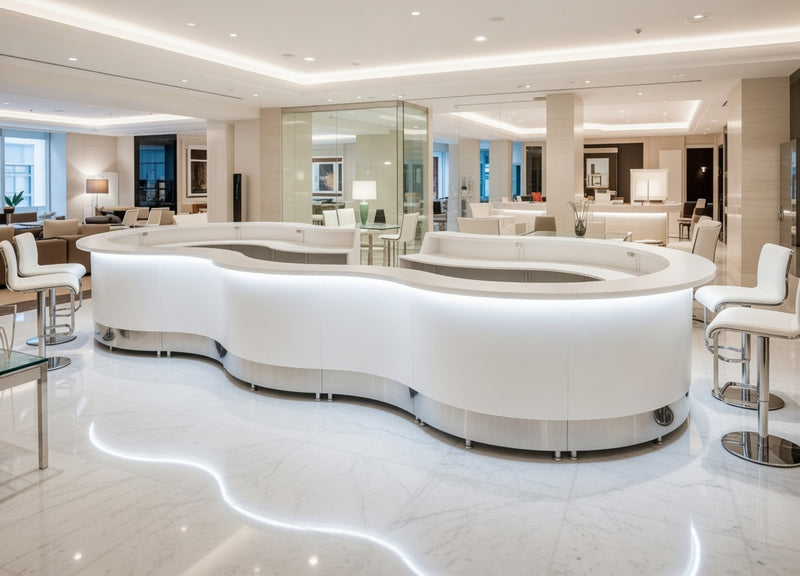 Front Reception Counter For Pub, Hotel, Hospital, Iluminated / Counter LED - Complete Set 12