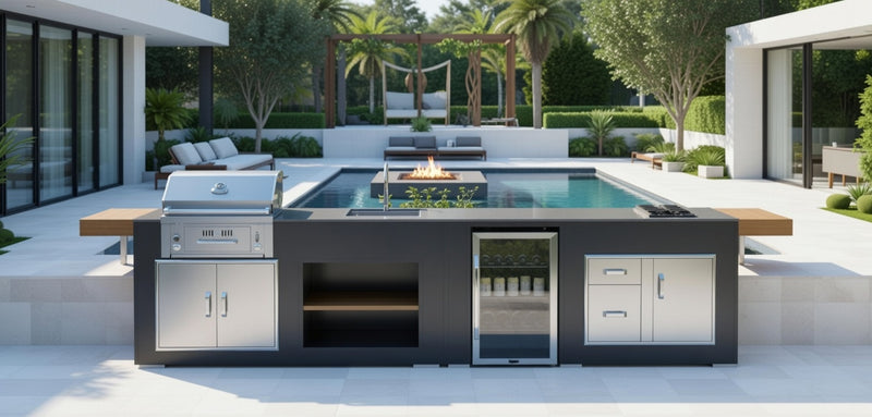 Grillandia Outdoor Kitchen SunStone Gas Hybrid Single zone Grill and Weather Cover - 4m