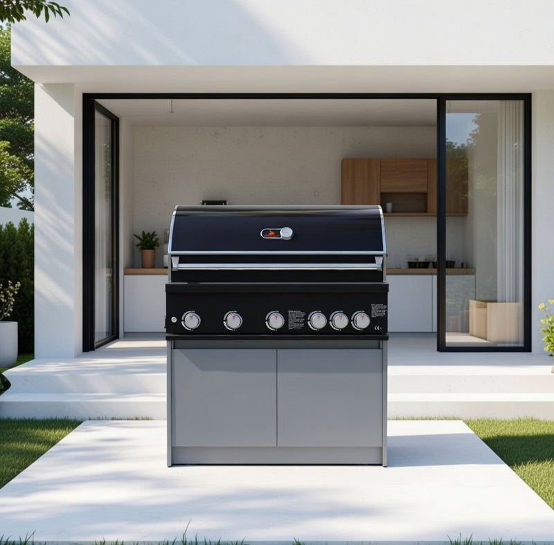 Whistler Fairford Outdoor Kitchen Black Cabinet  Burford 5 Burner Barbecue 106.6cm