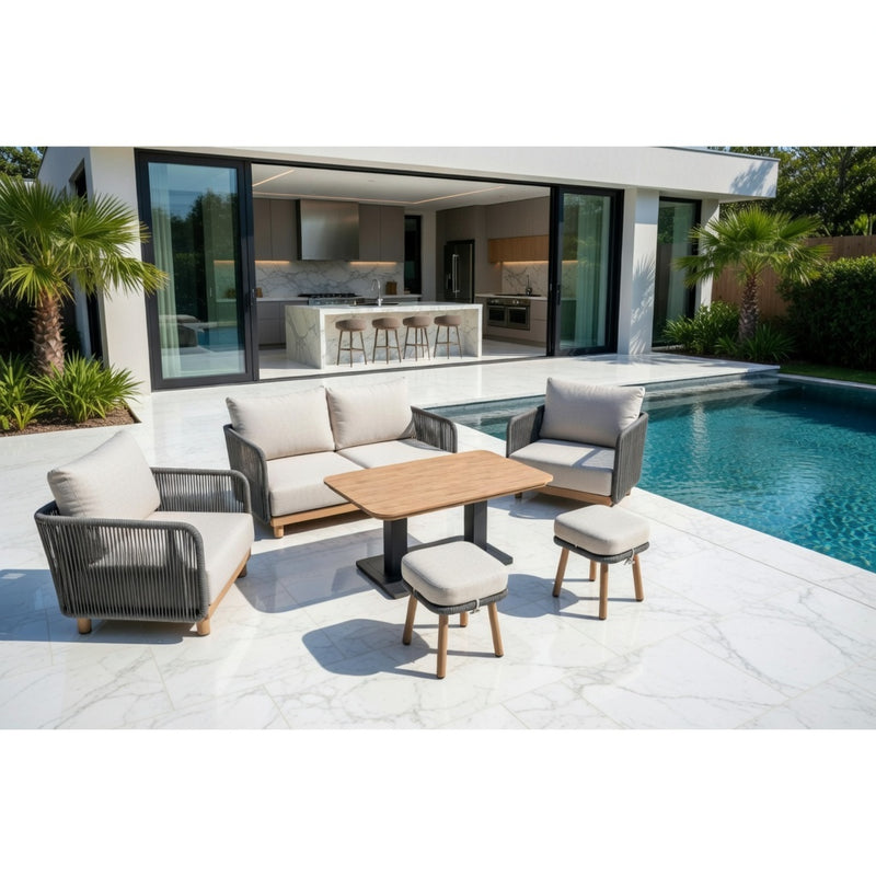 Norfolk Leisure Buxton 2 Seater Sofa Set with Piller Coffee Table and 2 Stools